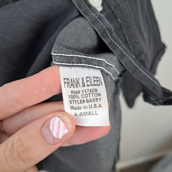 Frank & Eileen Gray Barry Button Up 100% Cottok Casual Minimalist Shirt Size XS - Picture 5 of 7